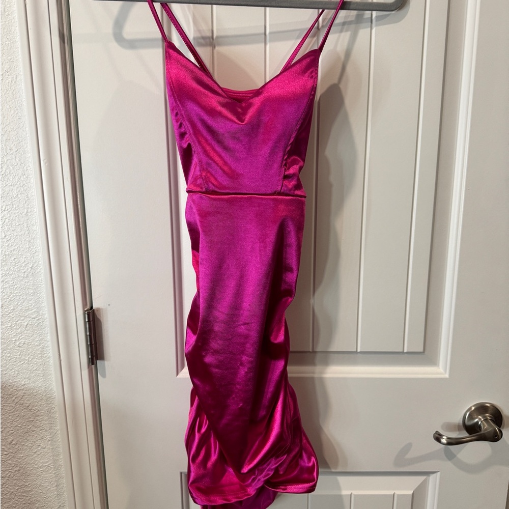 Elegant Pink Satin Dress